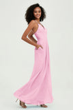 Criss Cross Straps Chiffon Bridesmaid Dress Spaghetti Straps Formal Evening Dresses Gowns