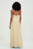 Criss Cross Straps Chiffon Bridesmaid Dress Spaghetti Straps Formal Evening Dresses Gowns