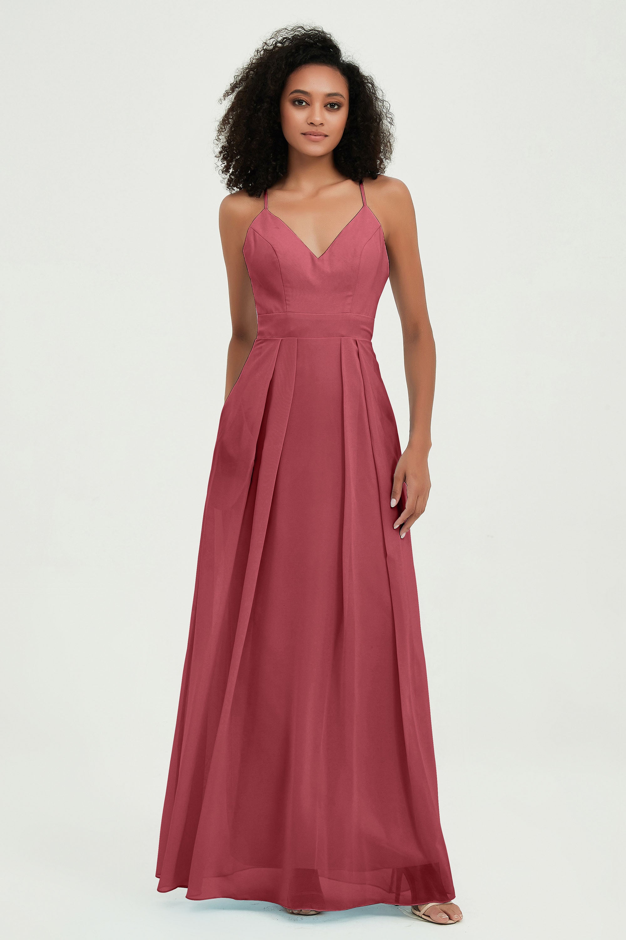Criss Cross Straps Chiffon Bridesmaid Dress Spaghetti Straps Formal Evening Dresses Gowns