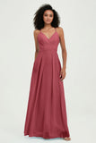 Criss Cross Straps Chiffon Bridesmaid Dress Spaghetti Straps Formal Evening Dresses Gowns