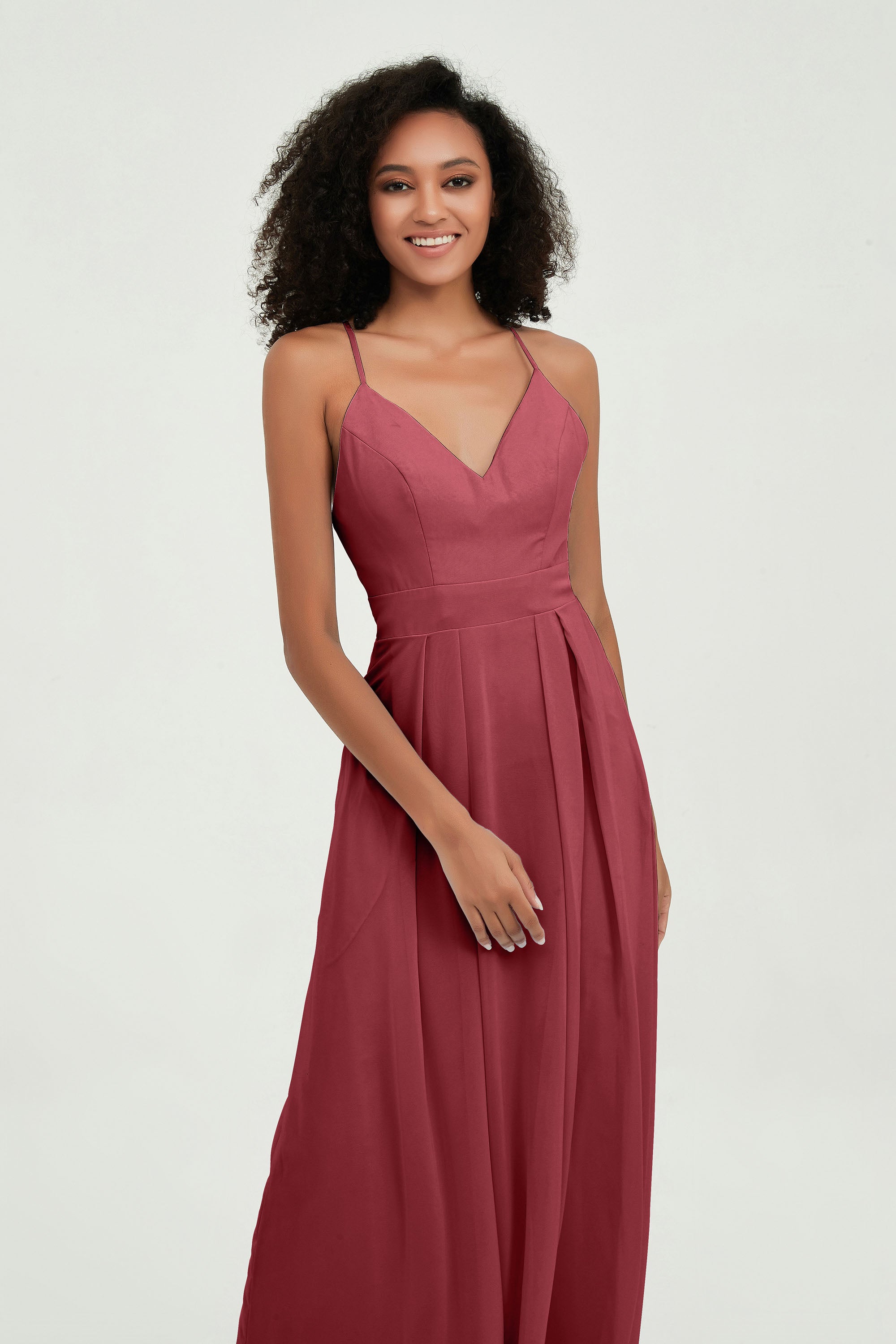 Criss Cross Straps Chiffon Bridesmaid Dress Spaghetti Straps Formal Evening Dresses Gowns