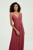 Criss Cross Straps Chiffon Bridesmaid Dress Spaghetti Straps Formal Evening Dresses Gowns