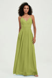 Criss Cross Straps Chiffon Bridesmaid Dress Spaghetti Straps Formal Evening Dresses Gowns