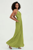 Criss Cross Straps Chiffon Bridesmaid Dress Spaghetti Straps Formal Evening Dresses Gowns