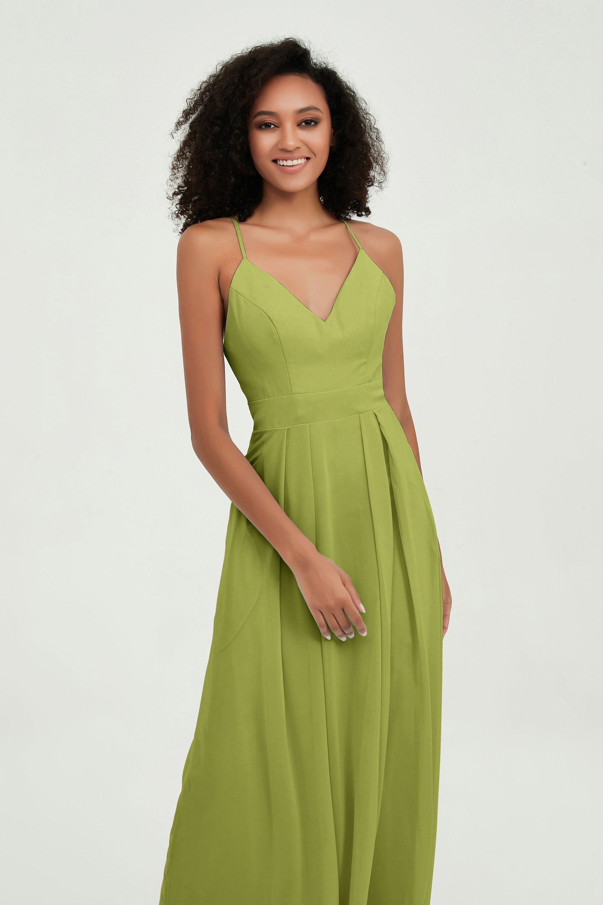 Criss Cross Straps Chiffon Bridesmaid Dress Spaghetti Straps Formal Evening Dresses Gowns