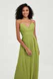 Criss Cross Straps Chiffon Bridesmaid Dress Spaghetti Straps Formal Evening Dresses Gowns