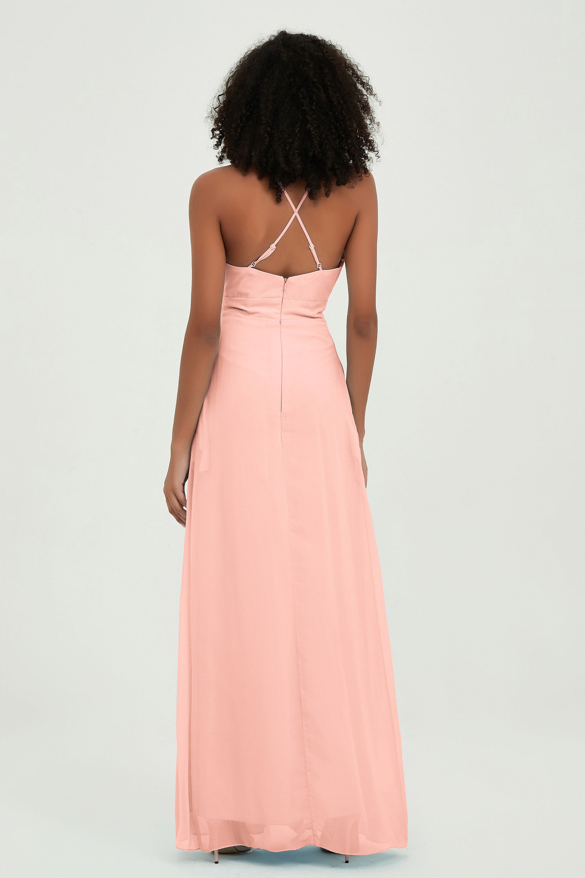 Criss Cross Straps Chiffon Bridesmaid Dress Spaghetti Straps Formal Evening Dresses Gowns