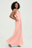 Criss Cross Straps Chiffon Bridesmaid Dress Spaghetti Straps Formal Evening Dresses Gowns
