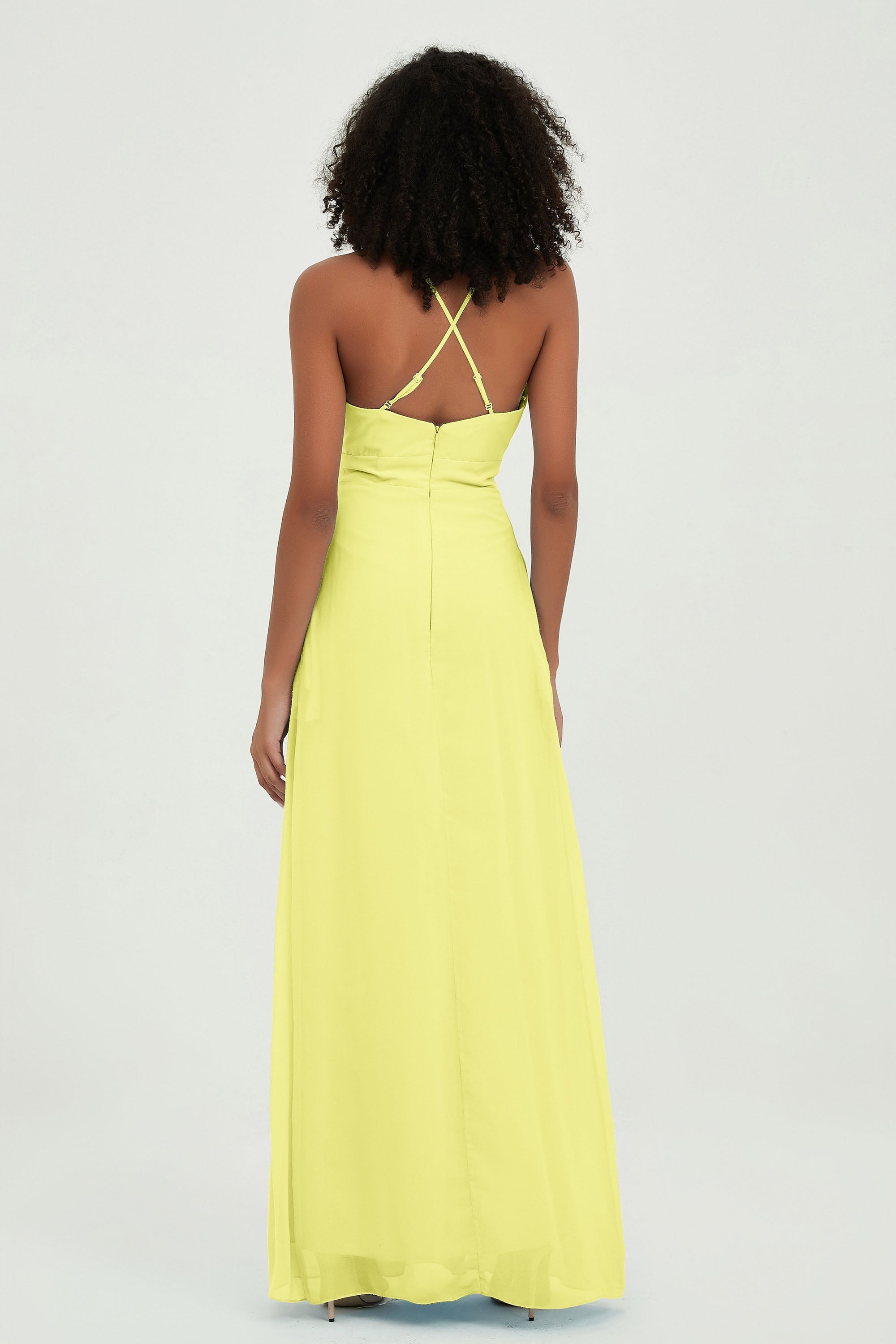 Criss Cross Straps Chiffon Bridesmaid Dress Spaghetti Straps Formal Evening Dresses Gowns