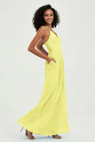 Criss Cross Straps Chiffon Bridesmaid Dress Spaghetti Straps Formal Evening Dresses Gowns