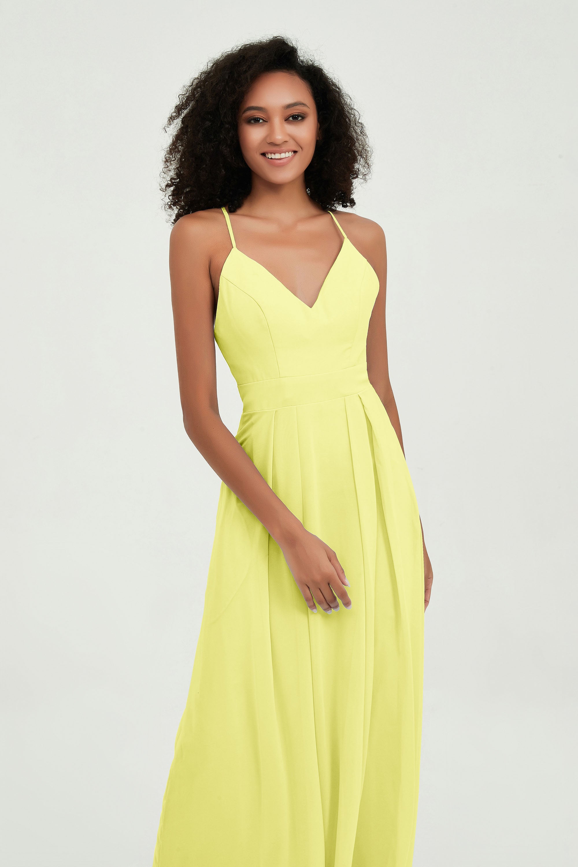 Criss Cross Straps Chiffon Bridesmaid Dress Spaghetti Straps Formal Evening Dresses Gowns