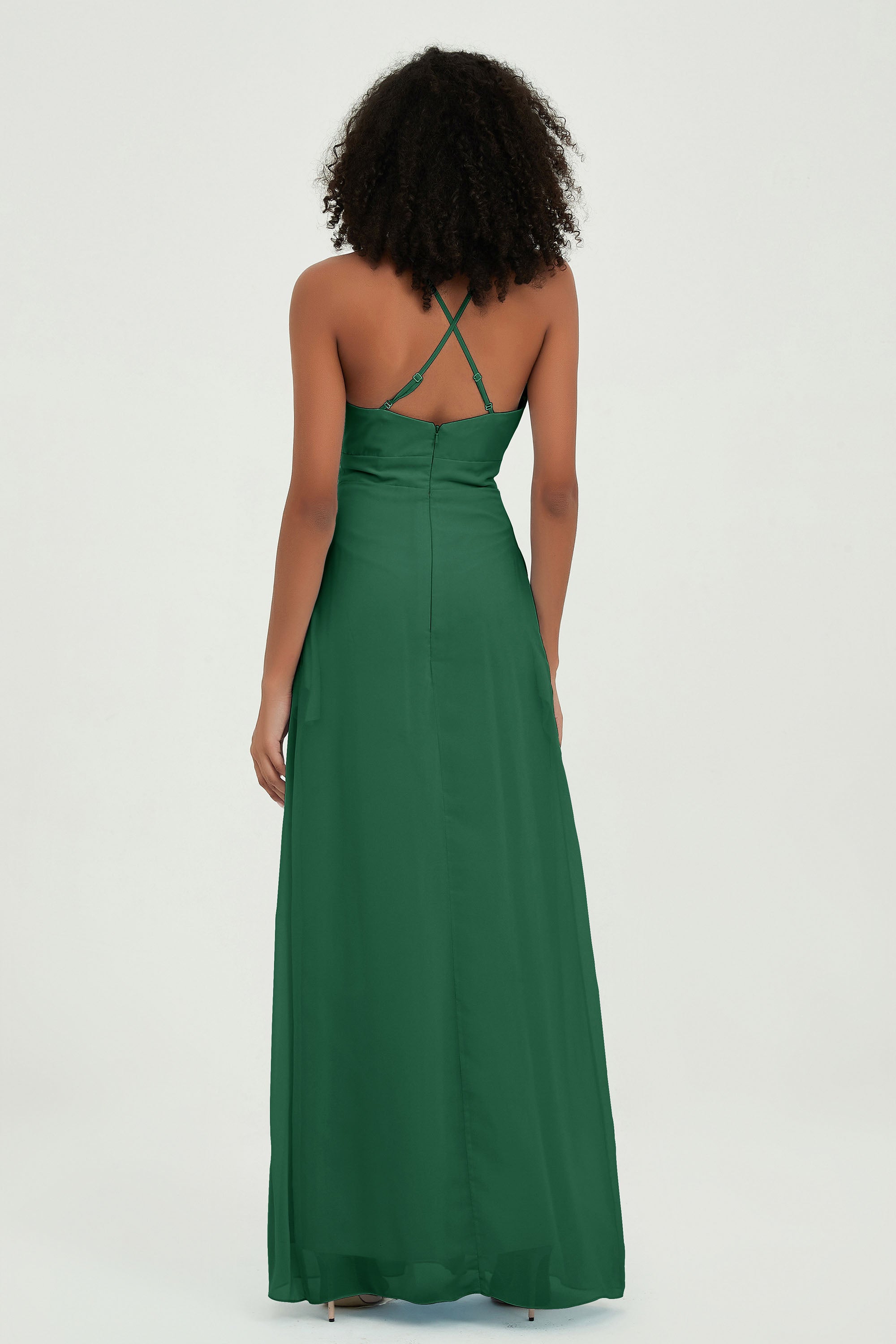 Criss Cross Straps Chiffon Bridesmaid Dress Spaghetti Straps Formal Evening Dresses Gowns