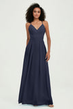 Criss Cross Straps Chiffon Bridesmaid Dress Spaghetti Straps Formal Evening Dresses Gowns