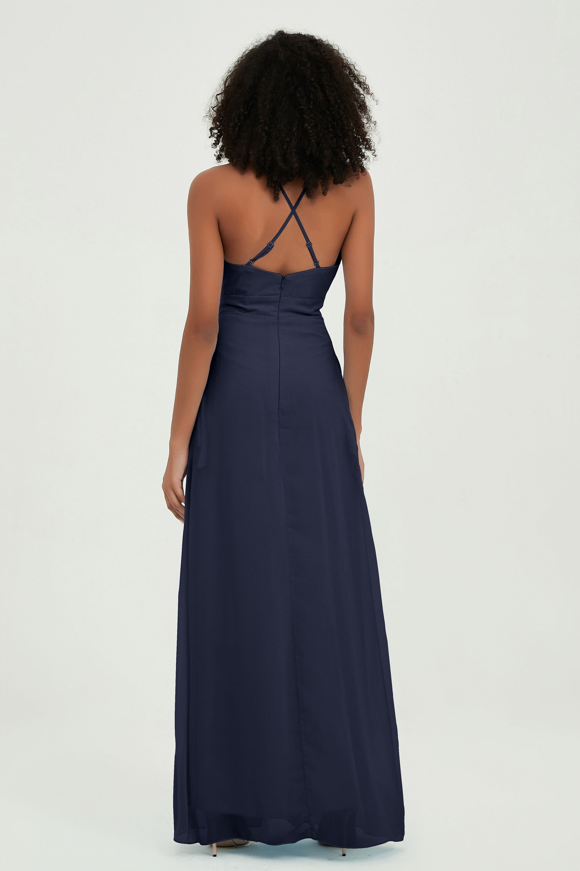 Criss Cross Straps Chiffon Bridesmaid Dress Spaghetti Straps Formal Evening Dresses Gowns