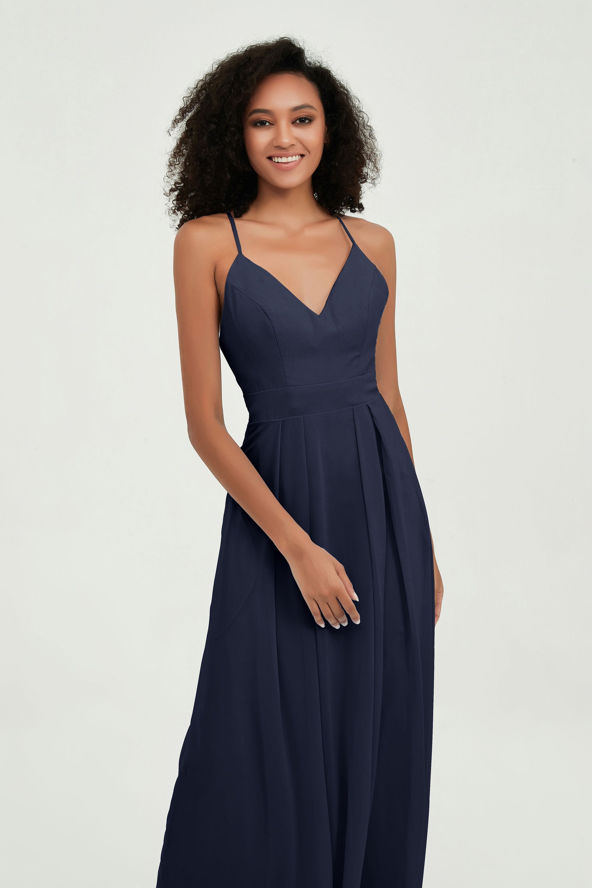 Criss Cross Straps Chiffon Bridesmaid Dress Spaghetti Straps Formal Evening Dresses Gowns