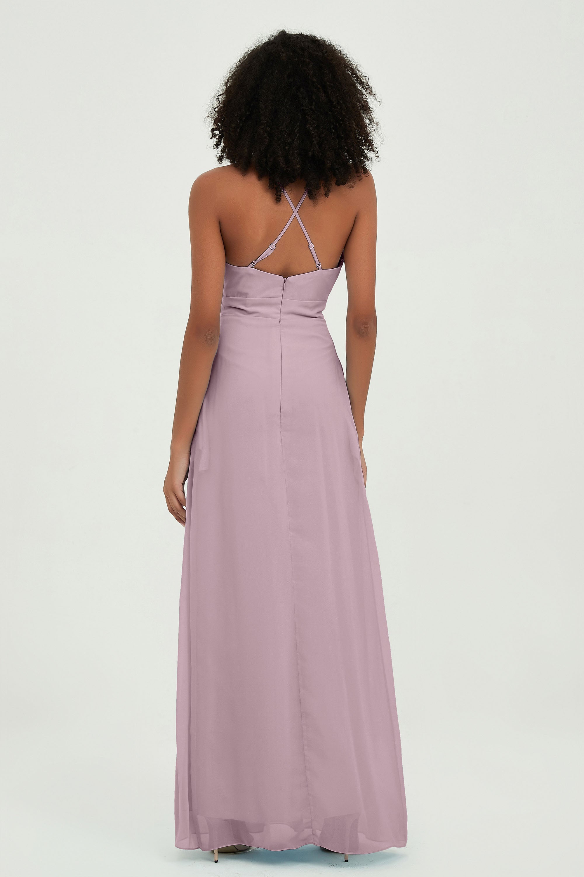 Criss Cross Straps Chiffon Bridesmaid Dress Spaghetti Straps Formal Evening Dresses Gowns
