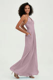 Criss Cross Straps Chiffon Bridesmaid Dress Spaghetti Straps Formal Evening Dresses Gowns