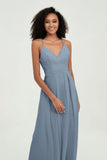 Criss Cross Straps Chiffon Bridesmaid Dress Spaghetti Straps Formal Evening Dresses Gowns
