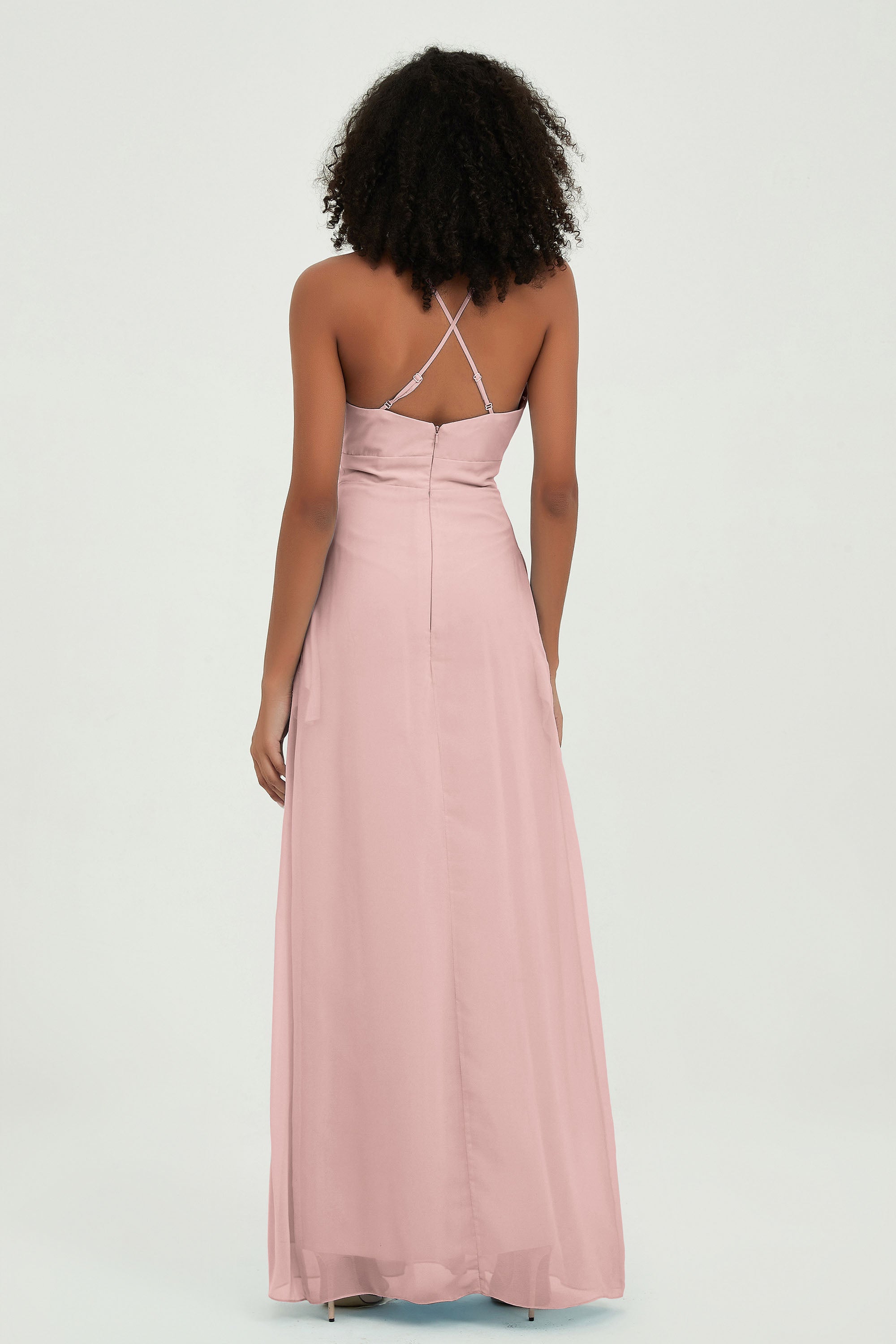 Criss Cross Straps Chiffon Bridesmaid Dress Spaghetti Straps Formal Evening Dresses Gowns