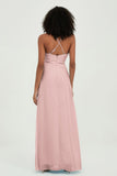 Criss Cross Straps Chiffon Bridesmaid Dress Spaghetti Straps Formal Evening Dresses Gowns
