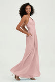 Criss Cross Straps Chiffon Bridesmaid Dress Spaghetti Straps Formal Evening Dresses Gowns