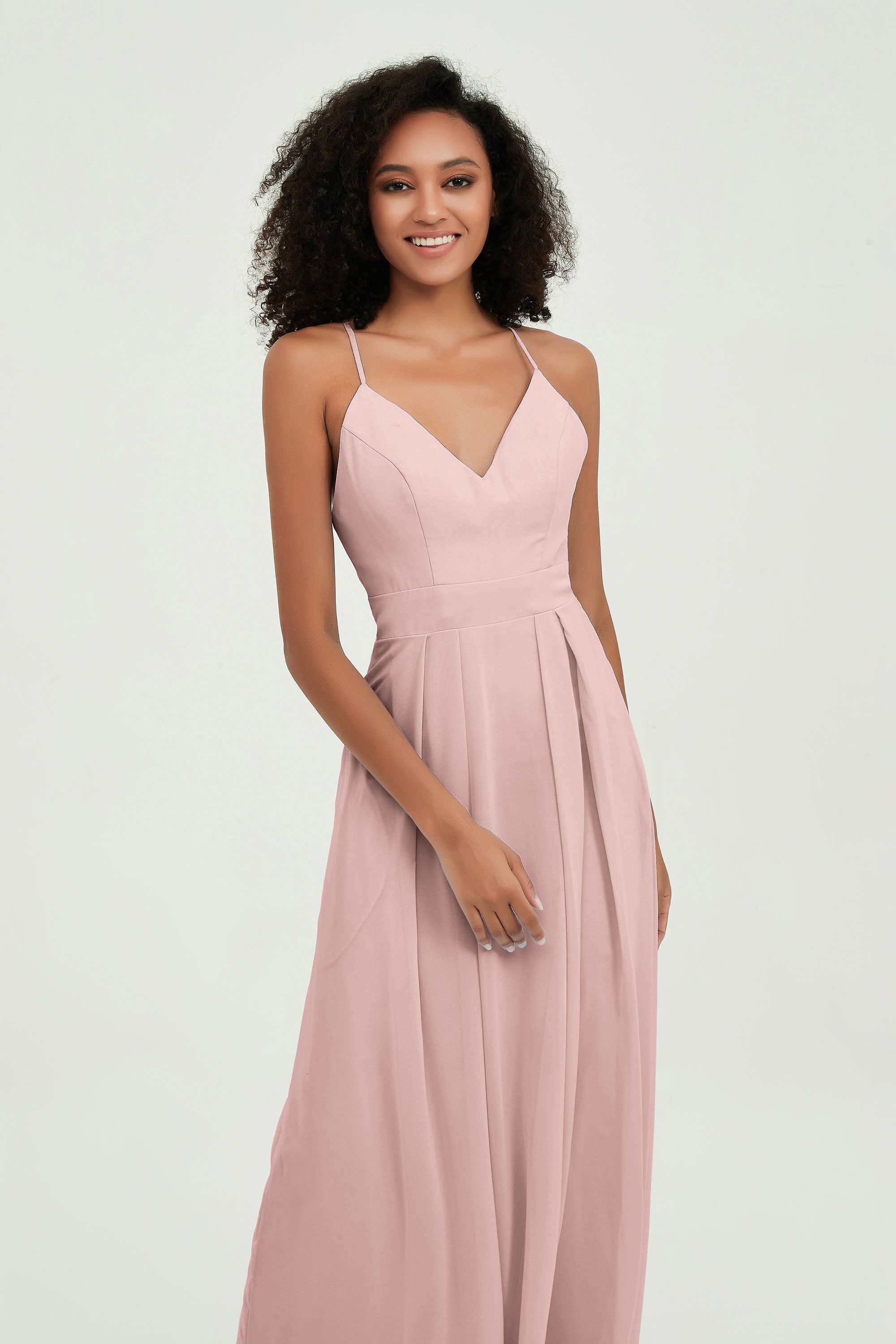 Criss Cross Straps Chiffon Bridesmaid Dress Spaghetti Straps Formal Evening Dresses Gowns