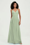 Criss Cross Straps Chiffon Bridesmaid Dress Spaghetti Straps Formal Evening Dresses Gowns
