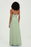 Criss Cross Straps Chiffon Bridesmaid Dress Spaghetti Straps Formal Evening Dresses Gowns