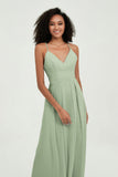 Criss Cross Straps Chiffon Bridesmaid Dress Spaghetti Straps Formal Evening Dresses Gowns