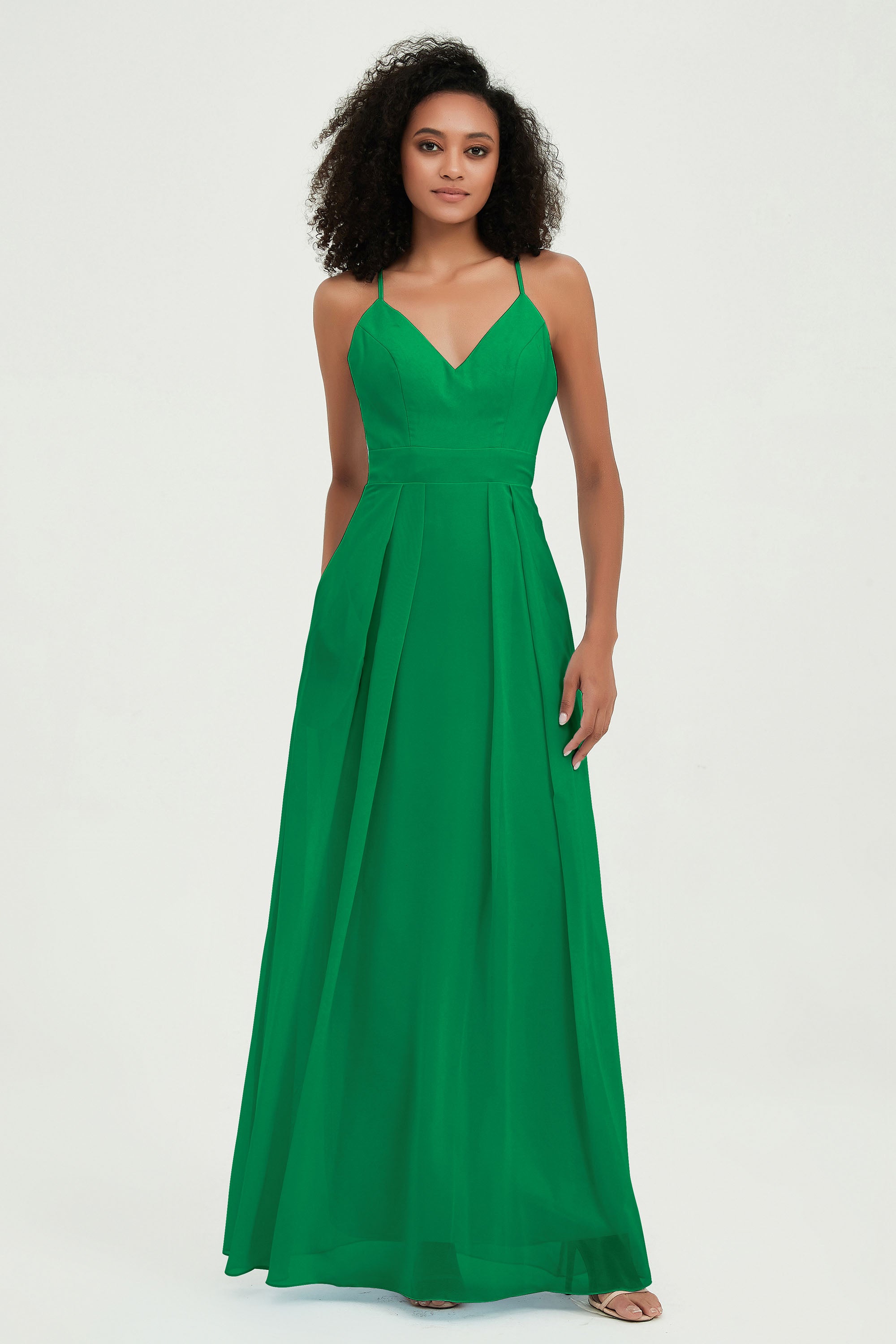 Criss Cross Straps Chiffon Bridesmaid Dress Spaghetti Straps Formal Evening Dresses Gowns