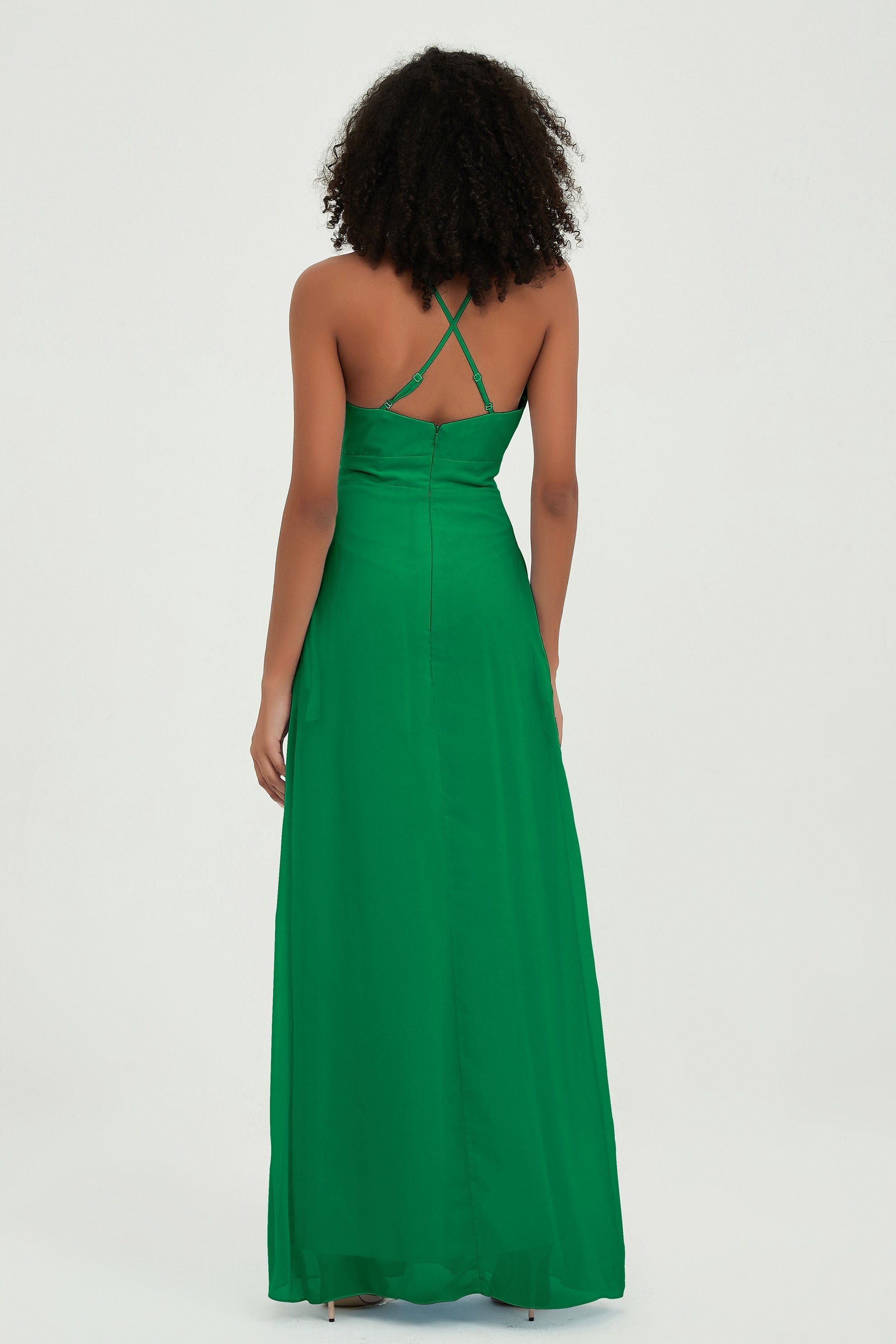 Criss Cross Straps Chiffon Bridesmaid Dress Spaghetti Straps Formal Evening Dresses Gowns