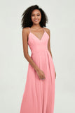Criss Cross Straps Chiffon Bridesmaid Dress Spaghetti Straps Formal Evening Dresses Gowns