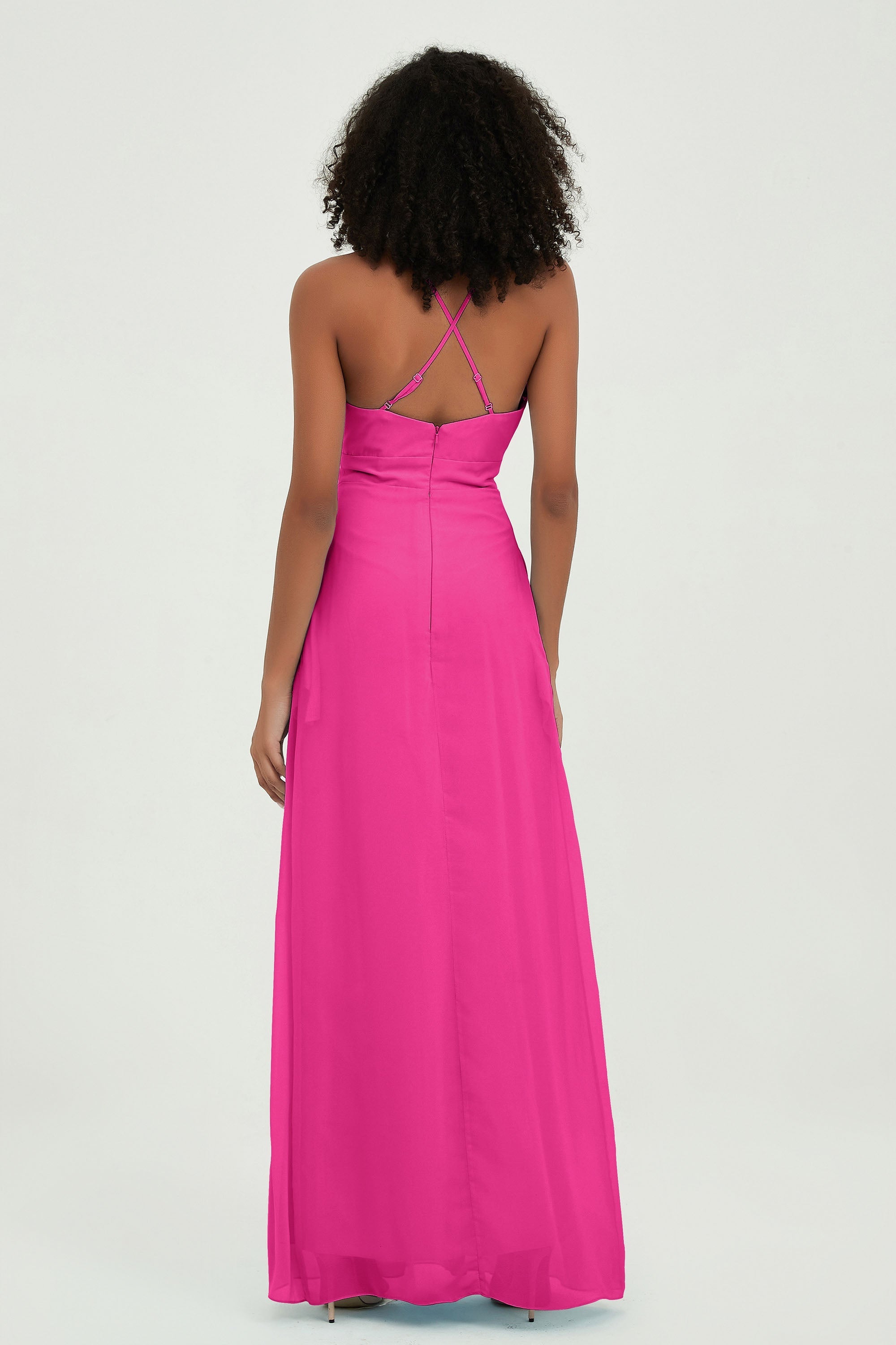 Criss Cross Straps Chiffon Bridesmaid Dress Spaghetti Straps Formal Evening Dresses Gowns