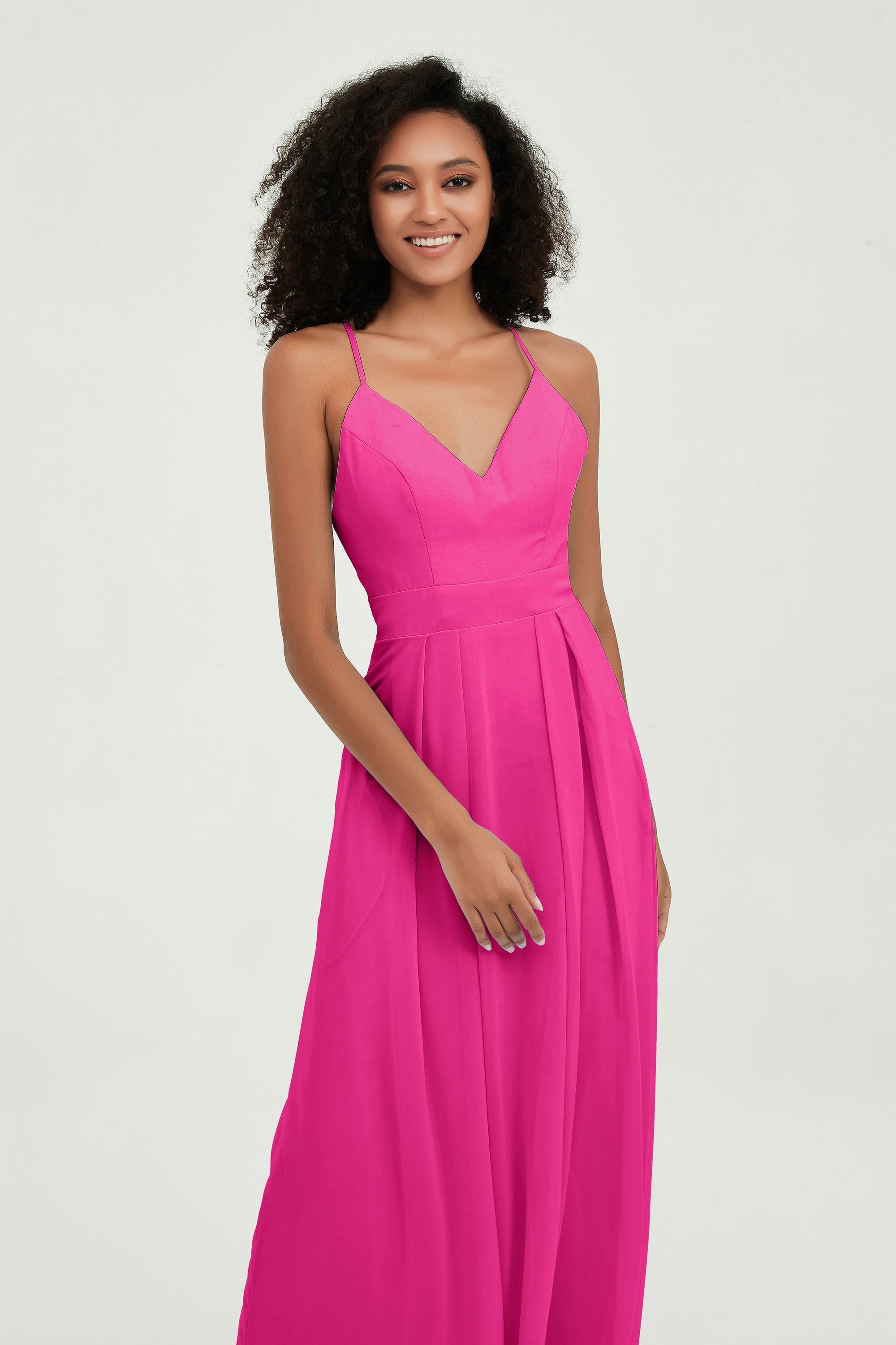 Criss Cross Straps Chiffon Bridesmaid Dress Spaghetti Straps Formal Evening Dresses Gowns