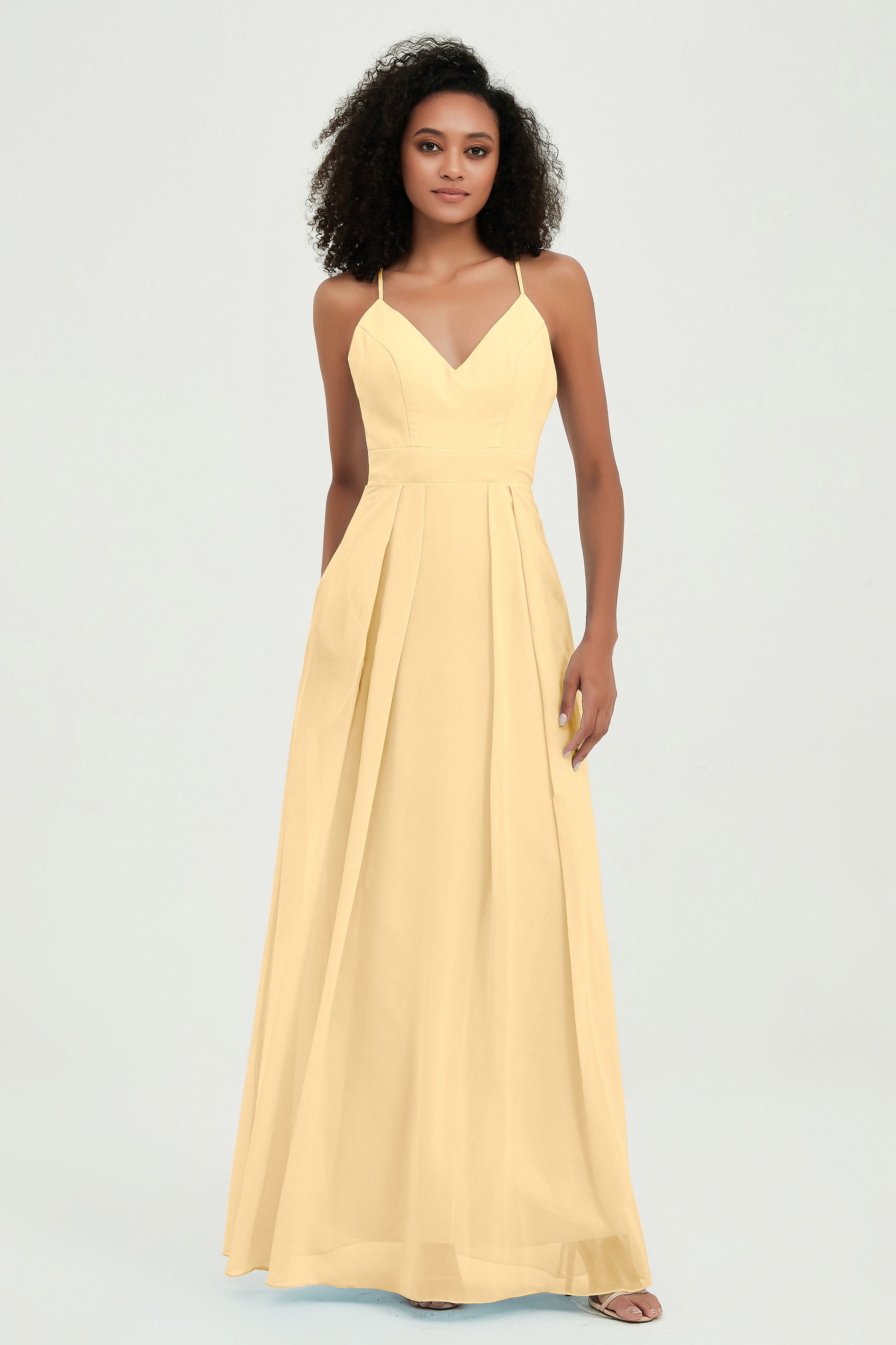 Criss Cross Straps Chiffon Bridesmaid Dress Spaghetti Straps Formal Evening Dresses Gowns