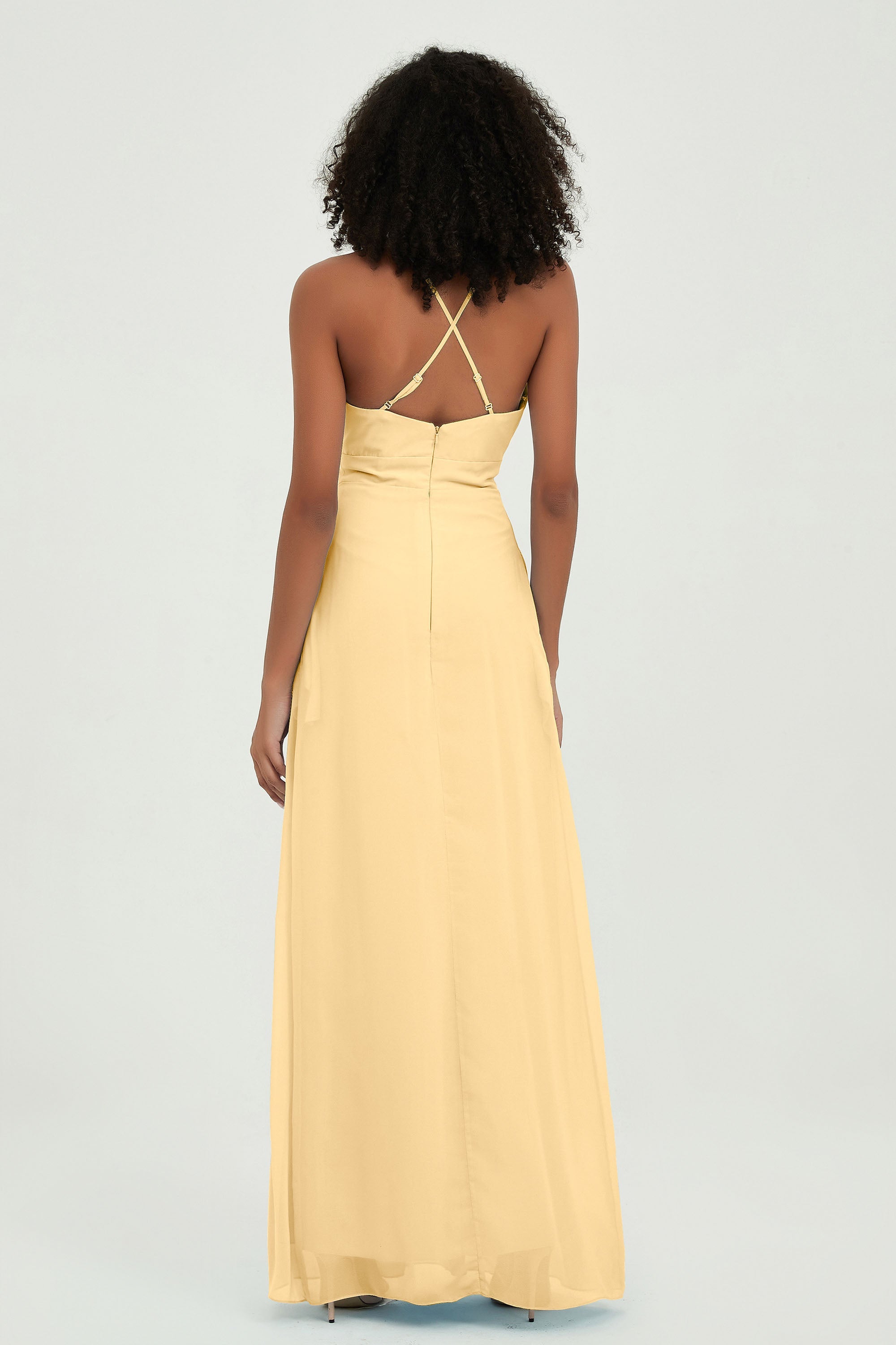 Criss Cross Straps Chiffon Bridesmaid Dress Spaghetti Straps Formal Evening Dresses Gowns