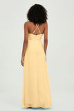 Criss Cross Straps Chiffon Bridesmaid Dress Spaghetti Straps Formal Evening Dresses Gowns