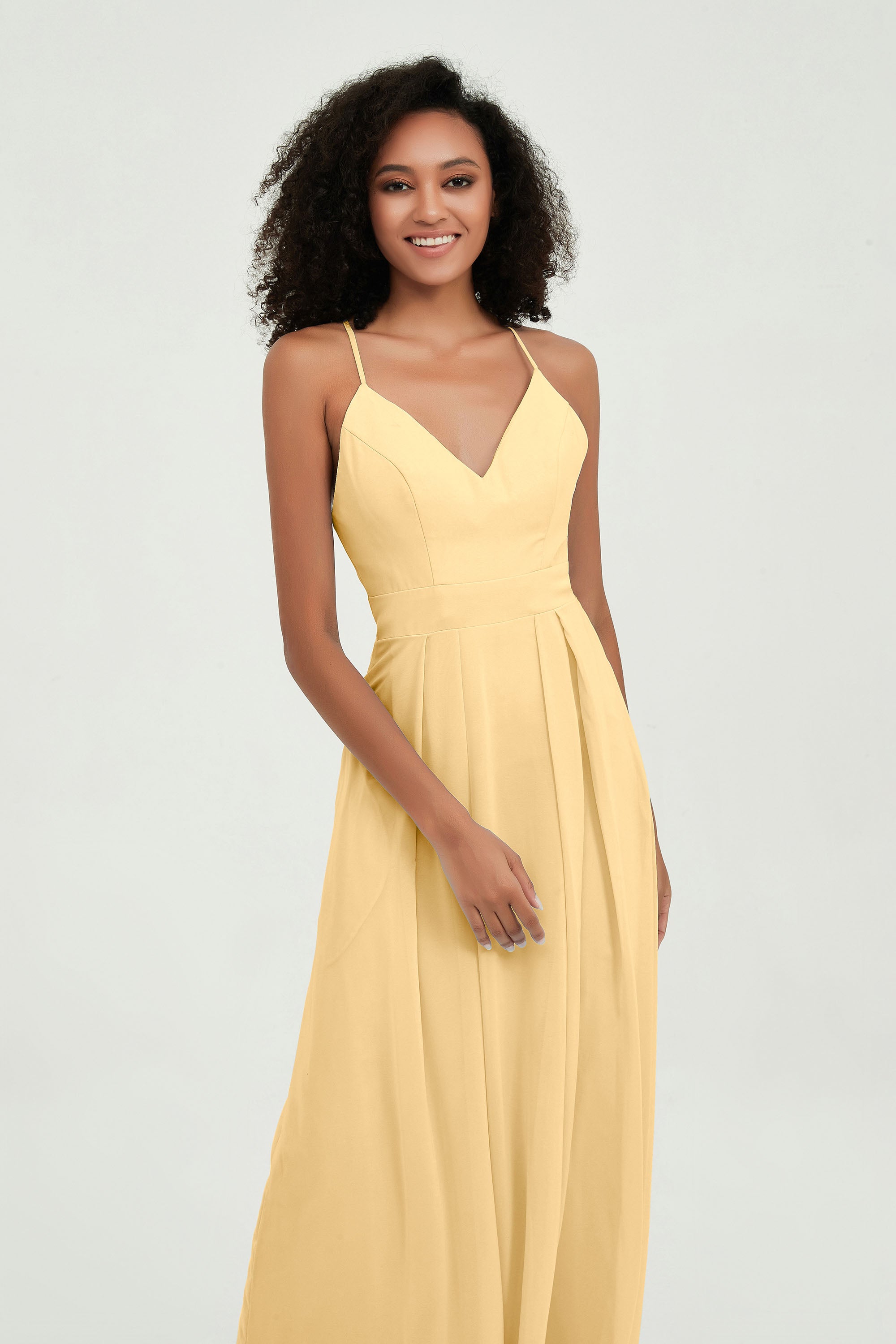 Criss Cross Straps Chiffon Bridesmaid Dress Spaghetti Straps Formal Evening Dresses Gowns