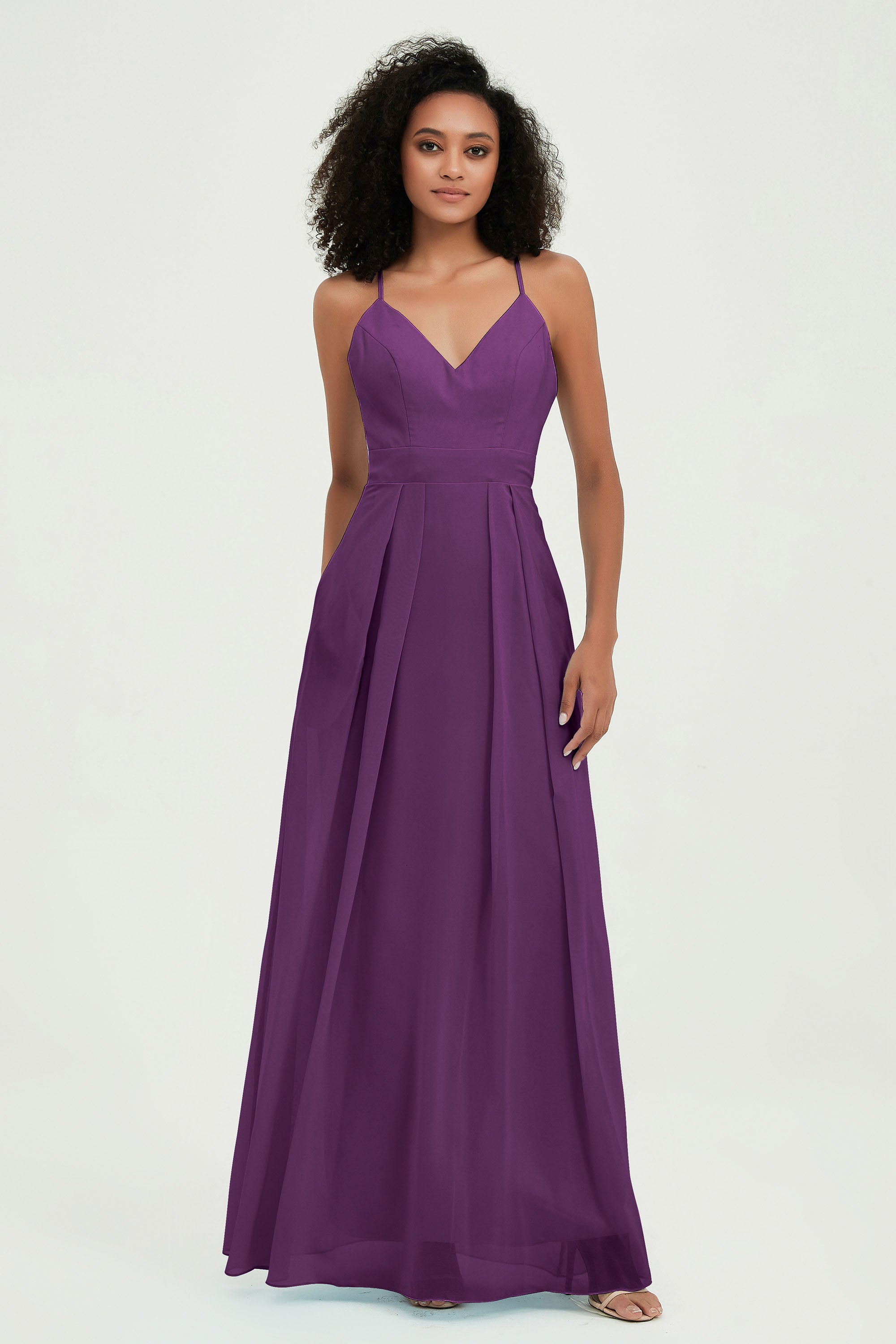 Criss Cross Straps Chiffon Bridesmaid Dress Spaghetti Straps Formal Evening Dresses Gowns
