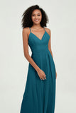 Criss Cross Straps Chiffon Bridesmaid Dress Spaghetti Straps Formal Evening Dresses Gowns