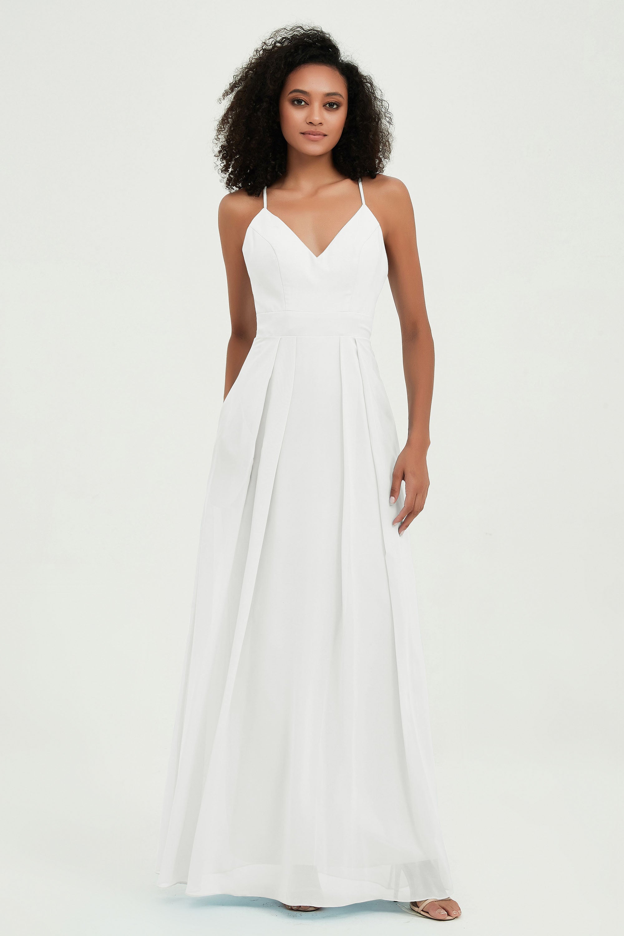 Criss Cross Straps Chiffon Bridesmaid Dress Spaghetti Straps Formal Evening Dresses Gowns