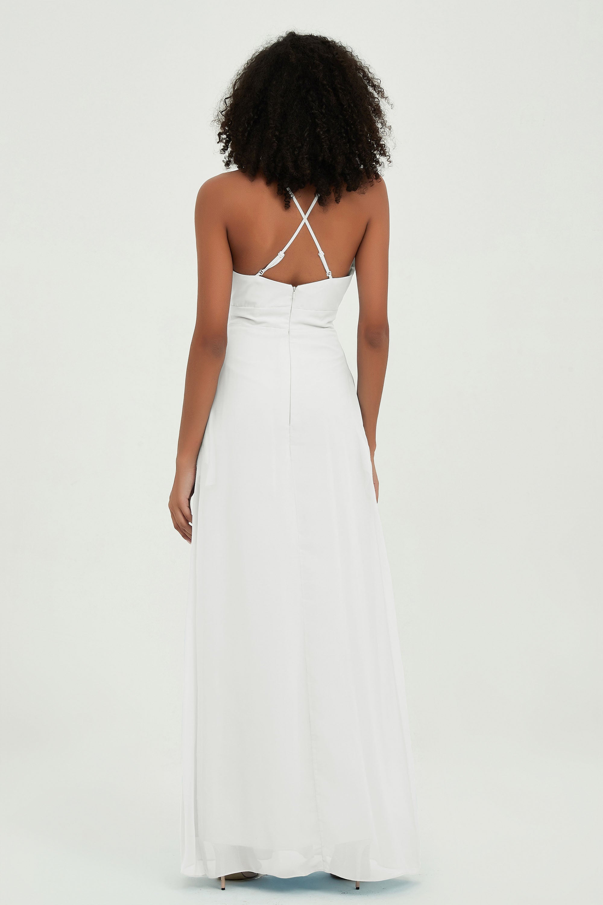 Criss Cross Straps Chiffon Bridesmaid Dress Spaghetti Straps Formal Evening Dresses Gowns