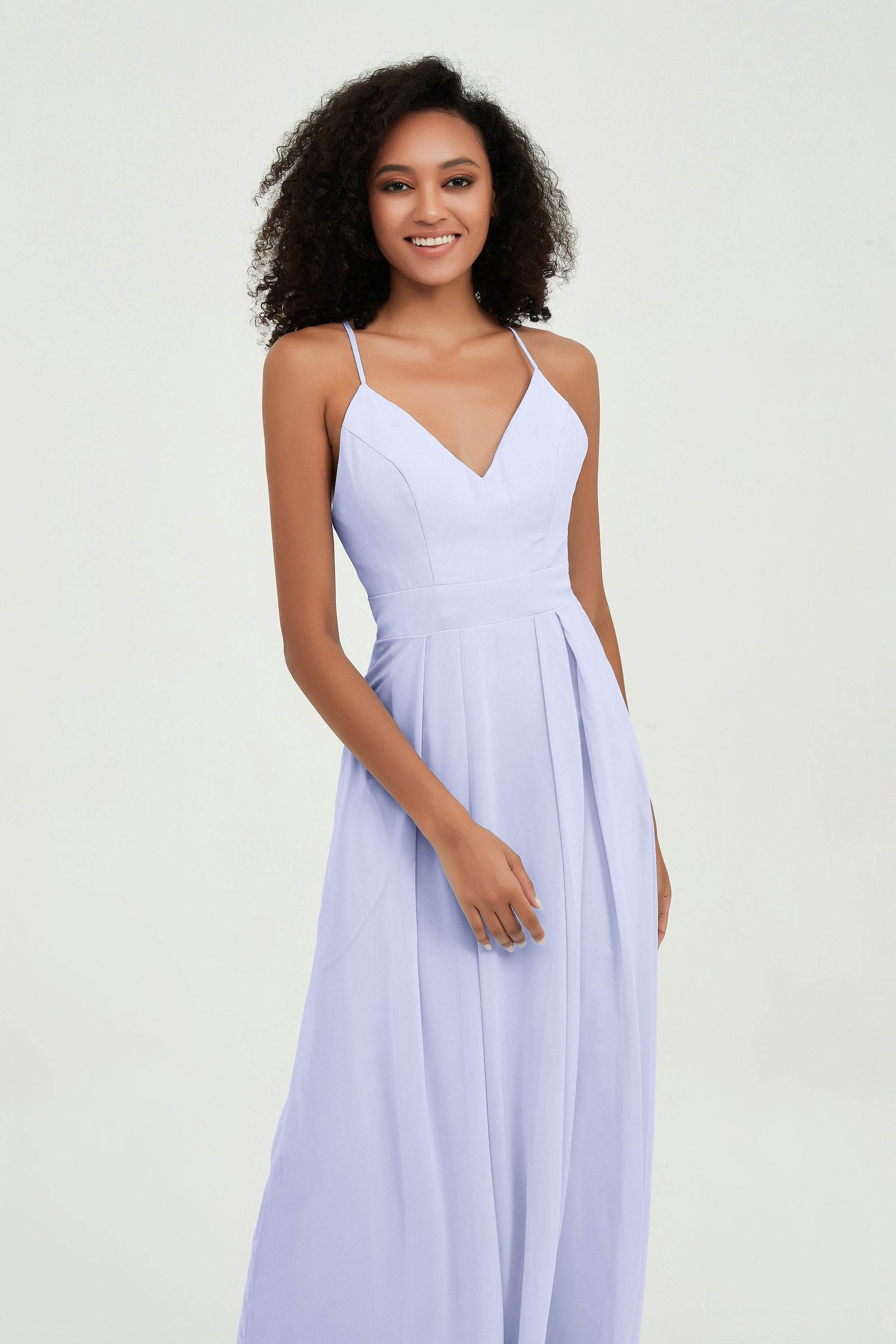Criss Cross Straps Chiffon Bridesmaid Dress Spaghetti Straps Formal Evening Dresses Gowns