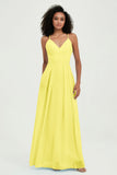 Criss Cross Straps Chiffon Bridesmaid Dress Spaghetti Straps Formal Evening Dresses Gowns