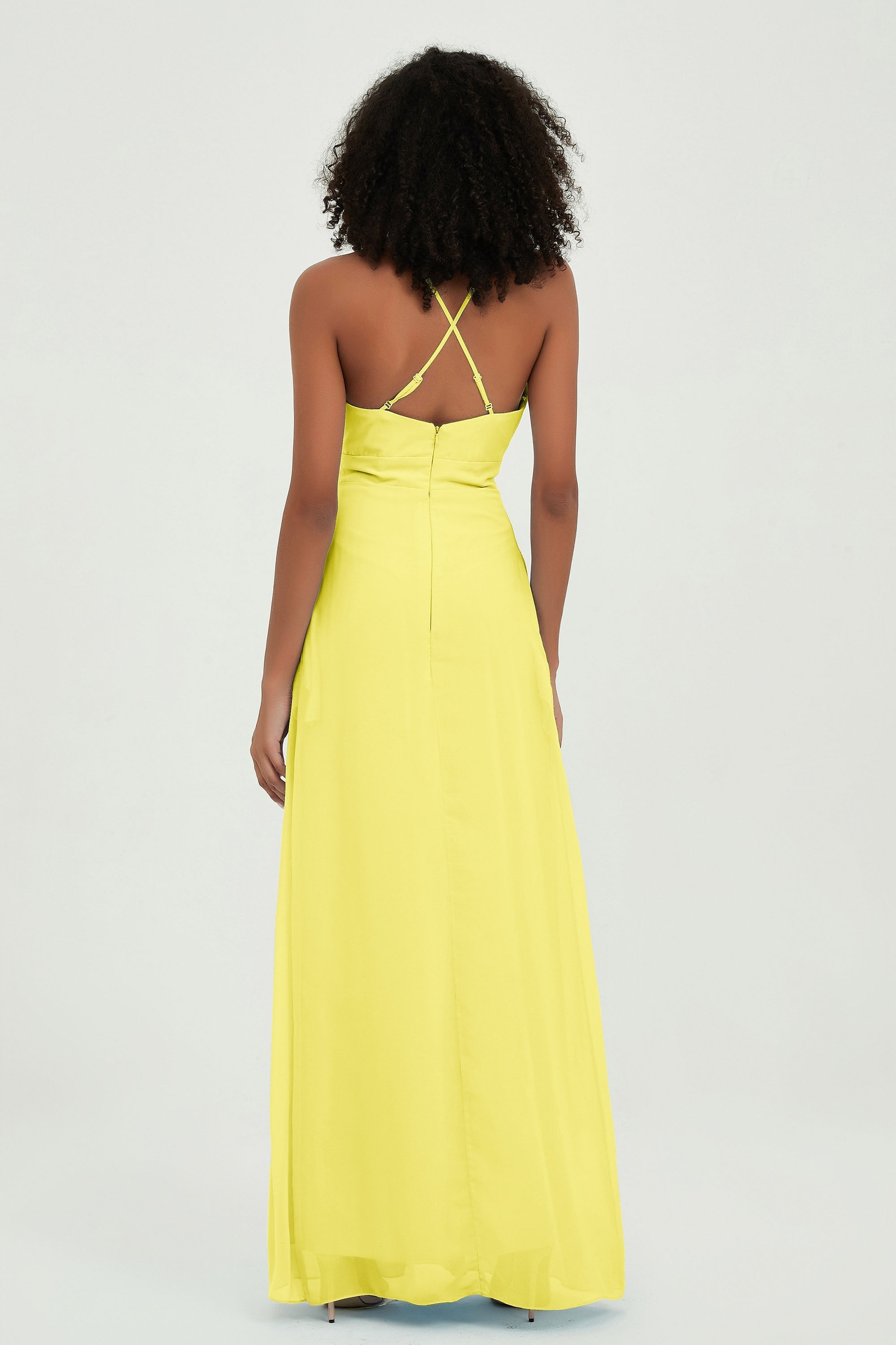 Criss Cross Straps Chiffon Bridesmaid Dress Spaghetti Straps Formal Evening Dresses Gowns