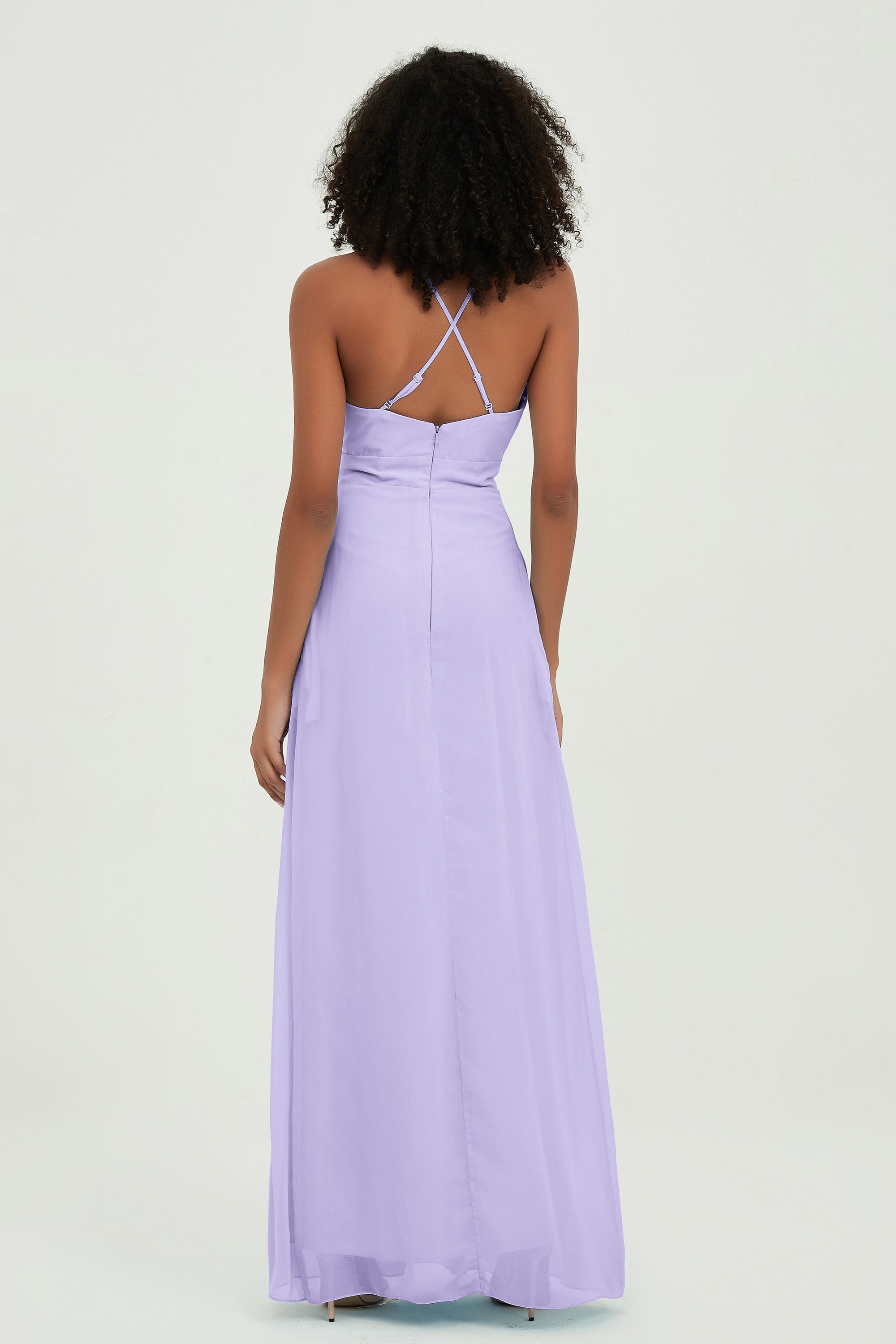 Criss Cross Straps Chiffon Bridesmaid Dress Spaghetti Straps Formal Evening Dresses Gowns