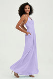 Criss Cross Straps Chiffon Bridesmaid Dress Spaghetti Straps Formal Evening Dresses Gowns