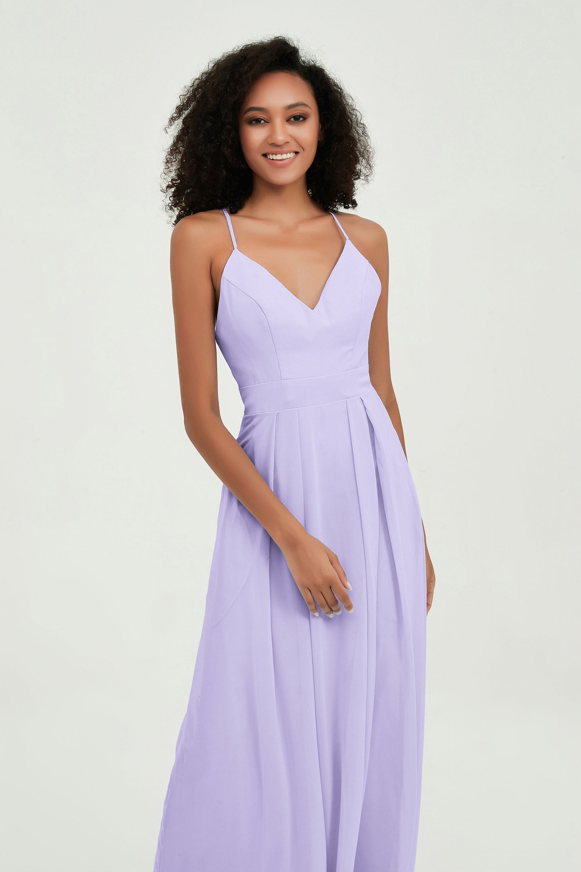 Criss Cross Straps Chiffon Bridesmaid Dress Spaghetti Straps Formal Evening Dresses Gowns