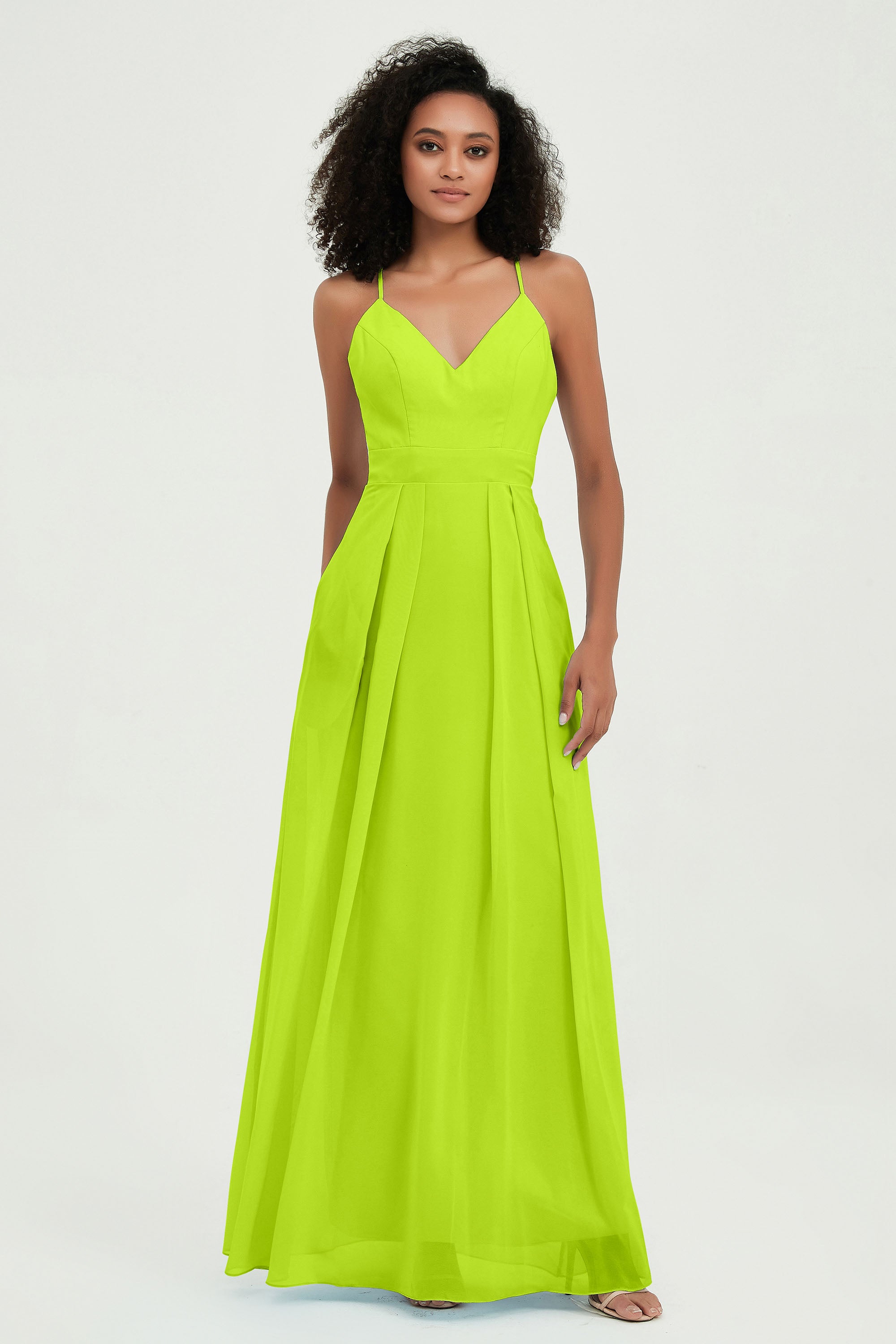 Criss Cross Straps Chiffon Bridesmaid Dress Spaghetti Straps Formal Evening Dresses Gowns