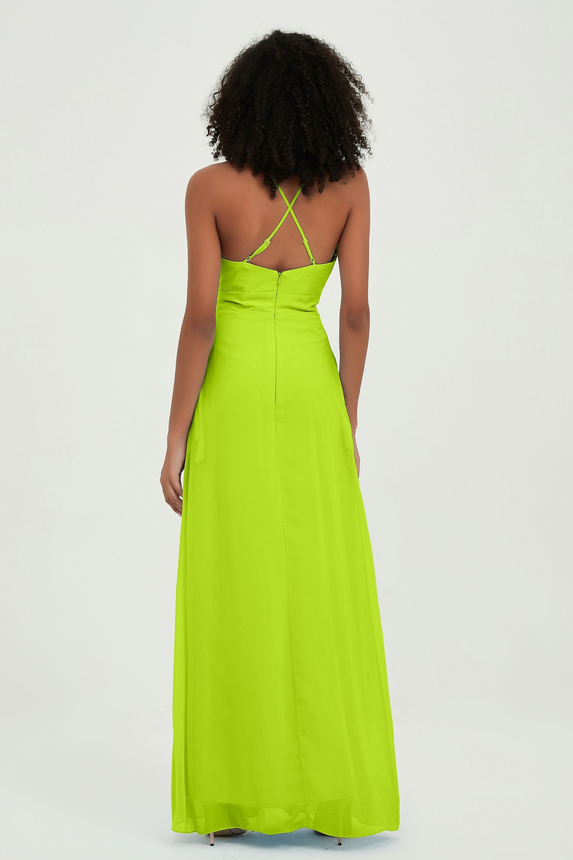 Criss Cross Straps Chiffon Bridesmaid Dress Spaghetti Straps Formal Evening Dresses Gowns